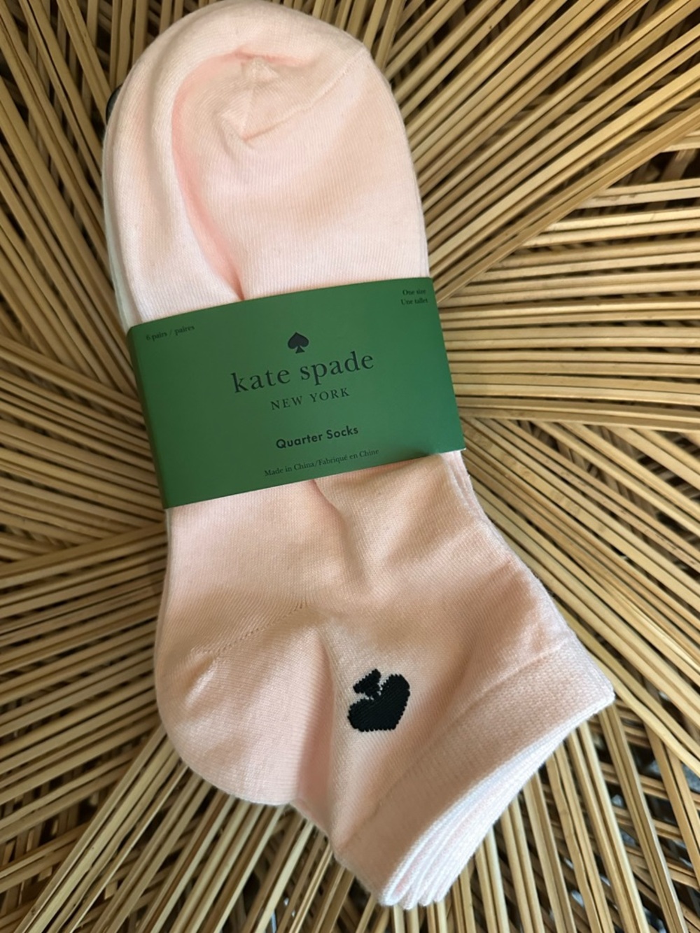 Kate Spade 6 pairs of Quarter Socks with a Black Spade